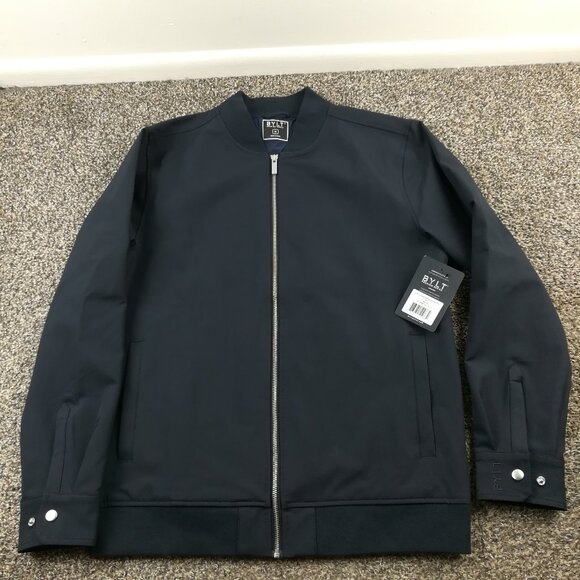 NWT BYLT Limitless Bomber Jacket Men's Medium Navy Blue Full Zip Premium Basics